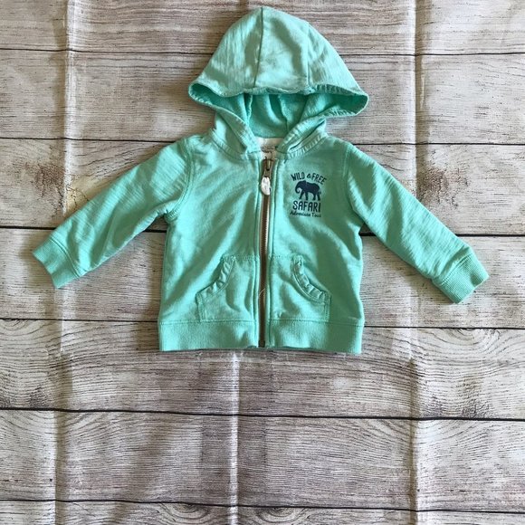 Carter's Baby Mint Wild & Free Zip Hoodie Size 9M - Picture 2 of 9